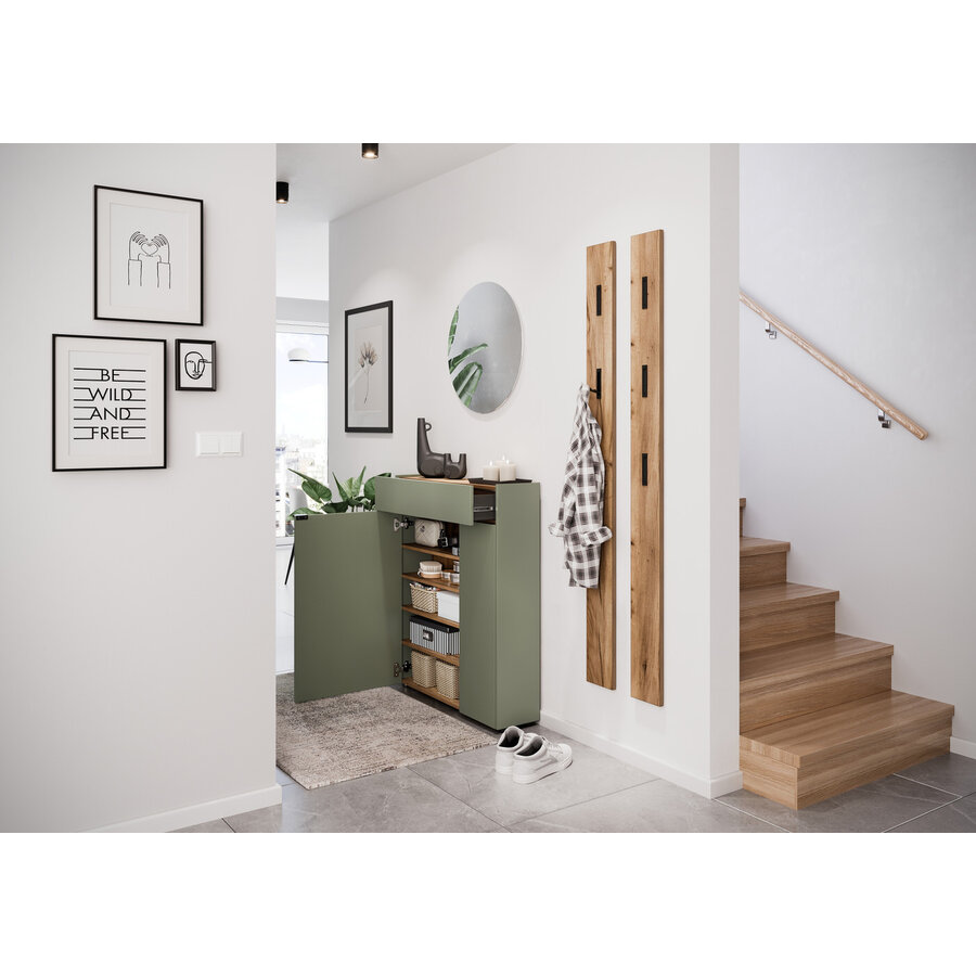 Ameca Taupe Groen / Eiken Halmeubelset Drie Ameca Taupe Groen / Eiken Halmeubelset Drie