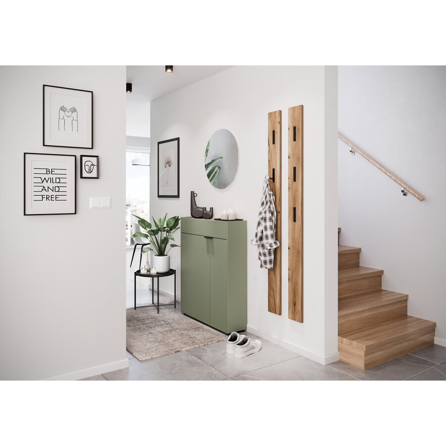 Ameca Taupe Groen / Eiken Halmeubelset Drie Ameca Taupe Groen / Eiken Halmeubelset Drie