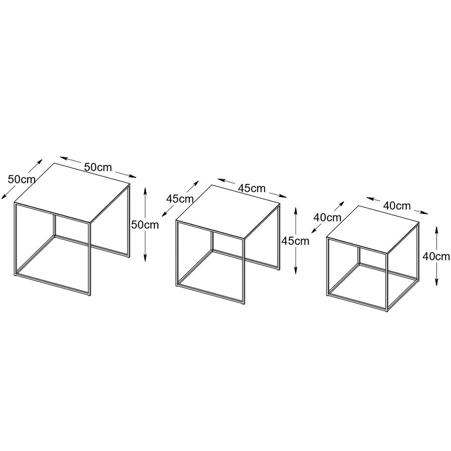 Pebble Zwarte Bijzettafel Set van 3 Vierkant Pebble Zwarte Bijzettafel Set van 3 Vierkant