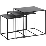 Hygge Interiors Pebble Zwarte Bijzettafel Set van 3 Vierkant Hygge Interiors Pebble Zwarte Bijzettafel Set van 3 Vierkant