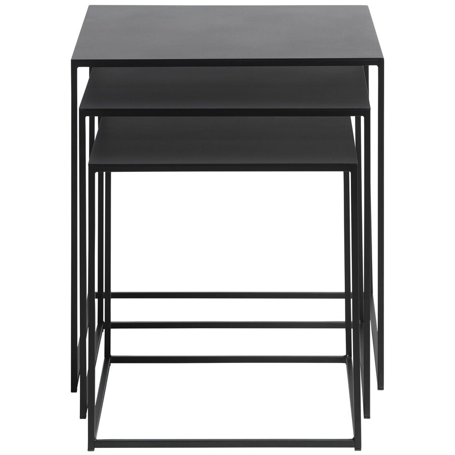 Pebble Zwarte Bijzettafel Set van 3 Vierkant Pebble Zwarte Bijzettafel Set van 3 Vierkant