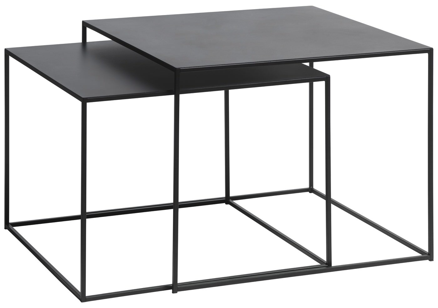 Hygge Interiors Pebble Zwarte Salontafelset van 2 Vierkant