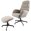 Sifton Taupe Bouclé Relaxfauteuil en Voetenbank Set