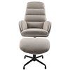 Sifton Taupe Bouclé Relaxfauteuil en Voetenbank Set
