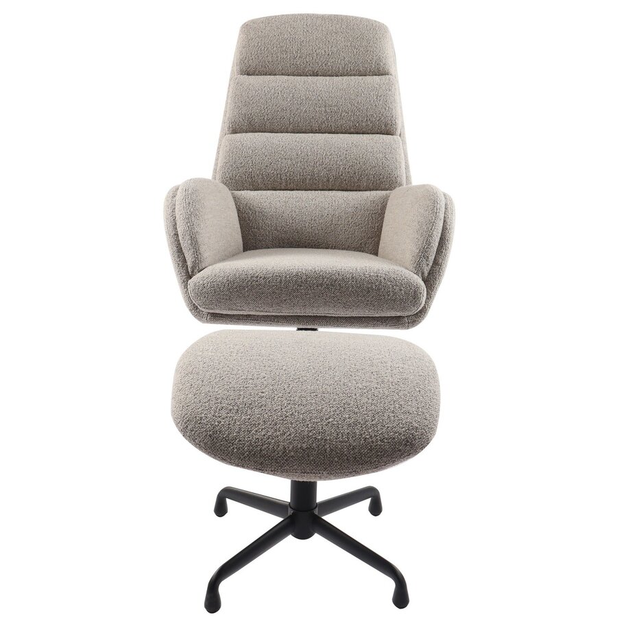 Sifton Taupe Bouclé Relaxfauteuil en Voetenbank Set Sifton Taupe Bouclé Relaxfauteuil en Voetenbank Set