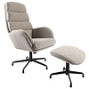 Sifton Taupe Bouclé Relaxfauteuil en Voetenbank Set
