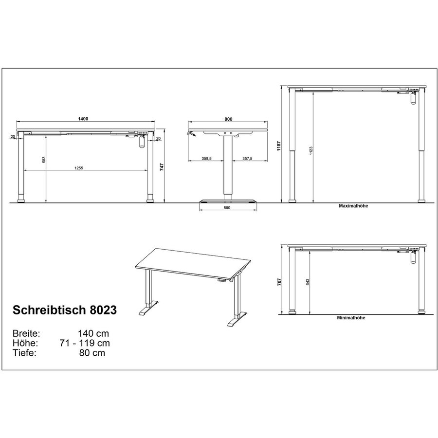 Boras Elektrische Zit Sta Bureautafel Wit 140 cm Boras Elektrische Zit Sta Bureautafel Wit 140 cm