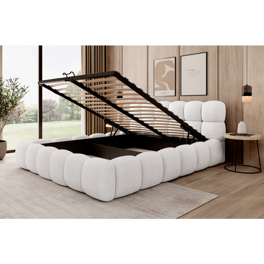 Boston 200 x 200 cm Gestoffeerd Bed Naturel Boston 200 x 200 cm Gestoffeerd Bed Naturel