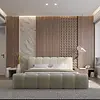 Adell 200 x 200 cm Gestoffeerd Bed Beige