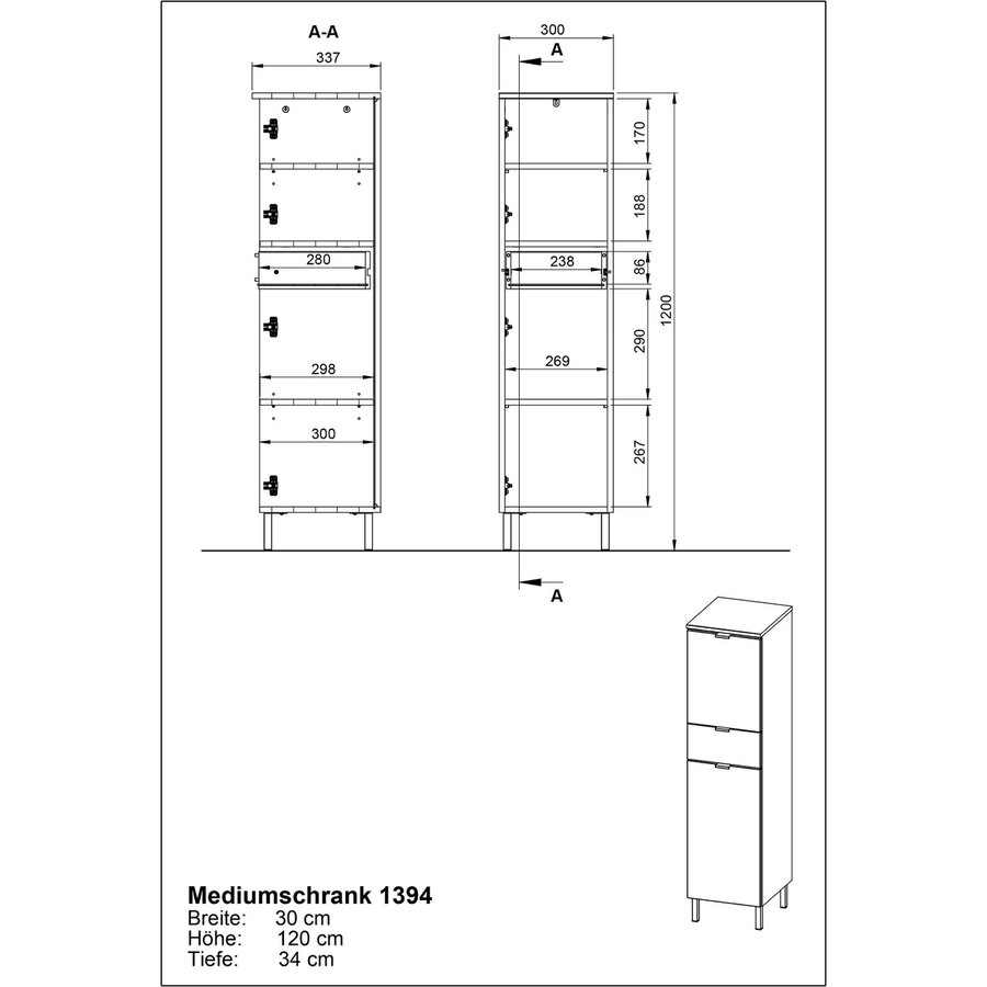 Arcena Grafiet Badkamerkast Small Arcena Grafiet Badkamerkast Small