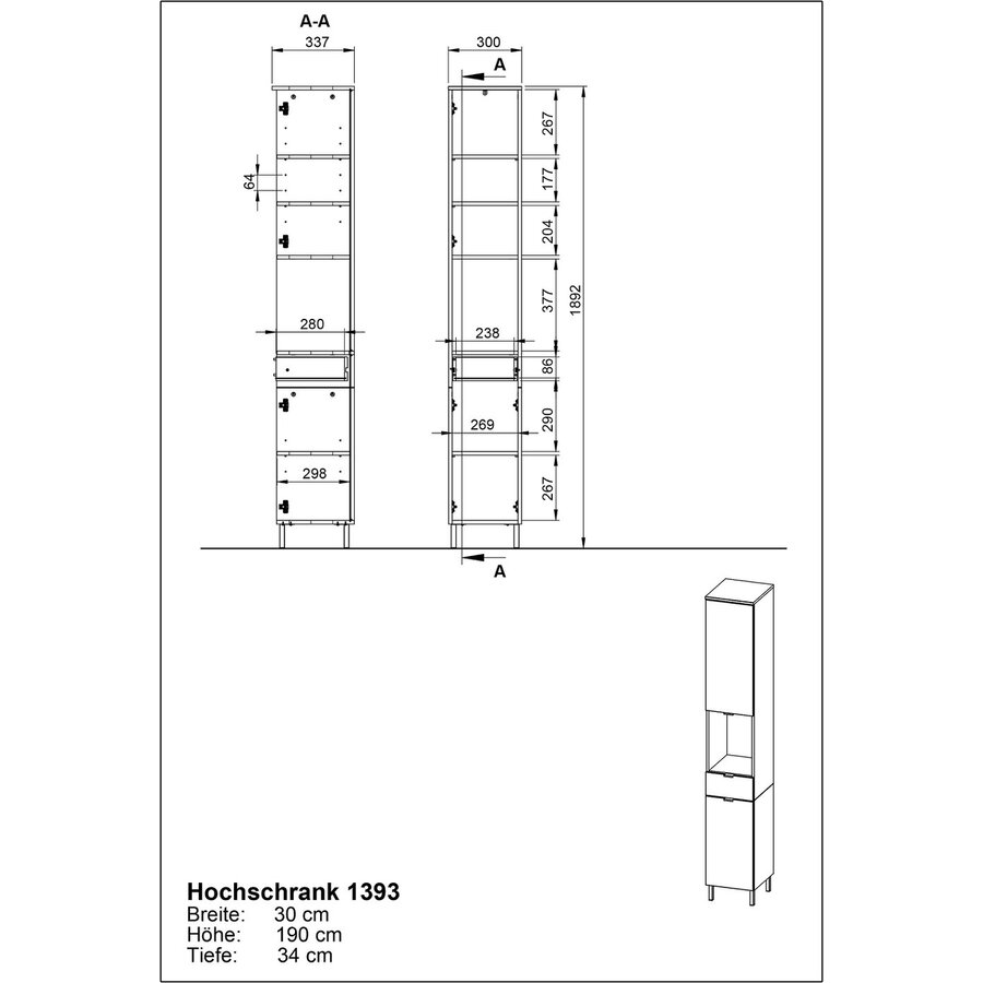 Arcena Grafiet Badkamerkast Hoog Arcena Grafiet Badkamerkast Hoog