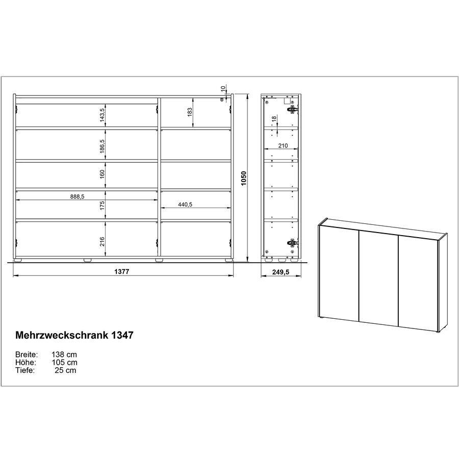 Libbiano Wit / Eiken Multifunctionele Wandkast Libbiano Wit / Eiken Multifunctionele Wandkast