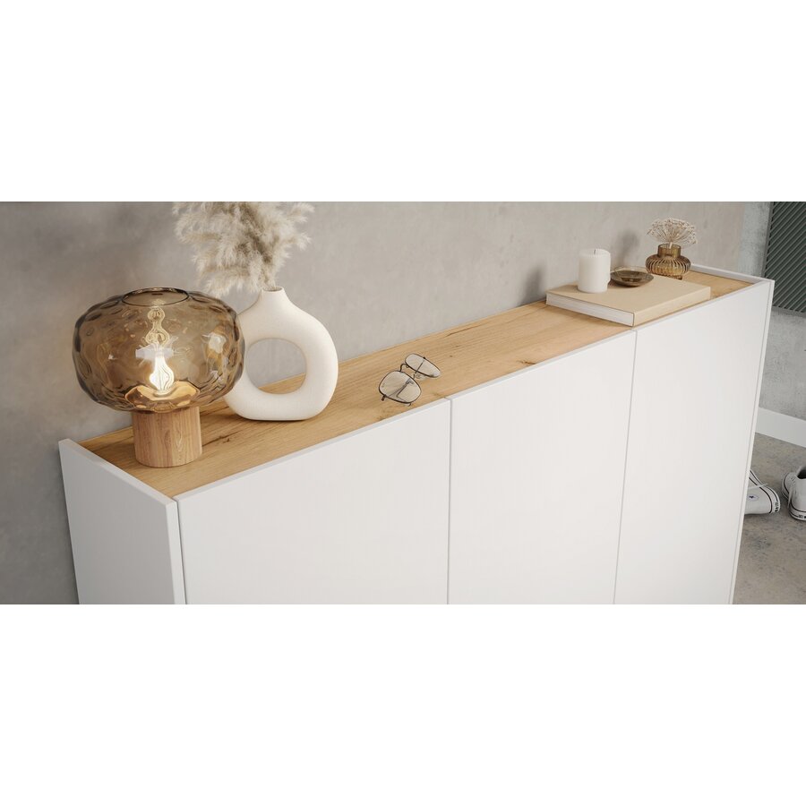 Libbiano Wit / Eiken Multifunctionele Wandkast Libbiano Wit / Eiken Multifunctionele Wandkast