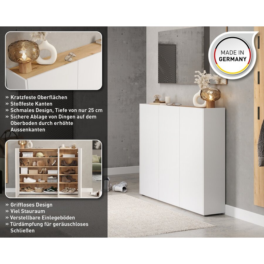 Libbiano Wit / Eiken Multifunctionele Wandkast Libbiano Wit / Eiken Multifunctionele Wandkast