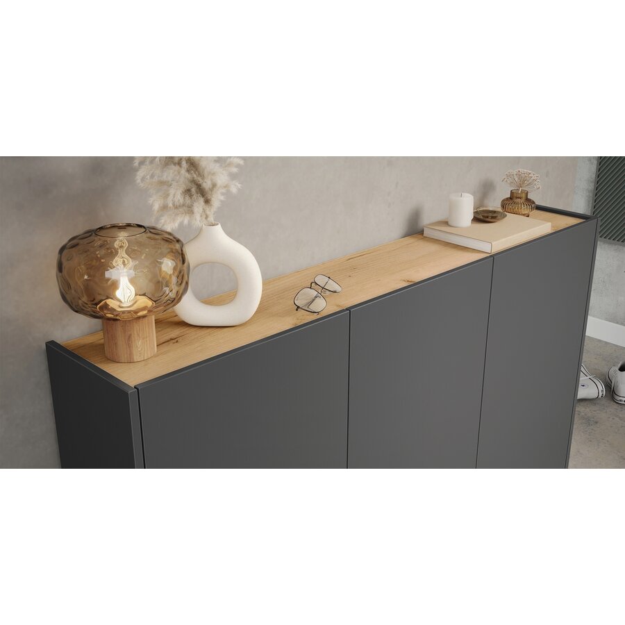 Libbiano Grafiet / Eiken Multifunctionele Wandkast Libbiano Grafiet / Eiken Multifunctionele Wandkast