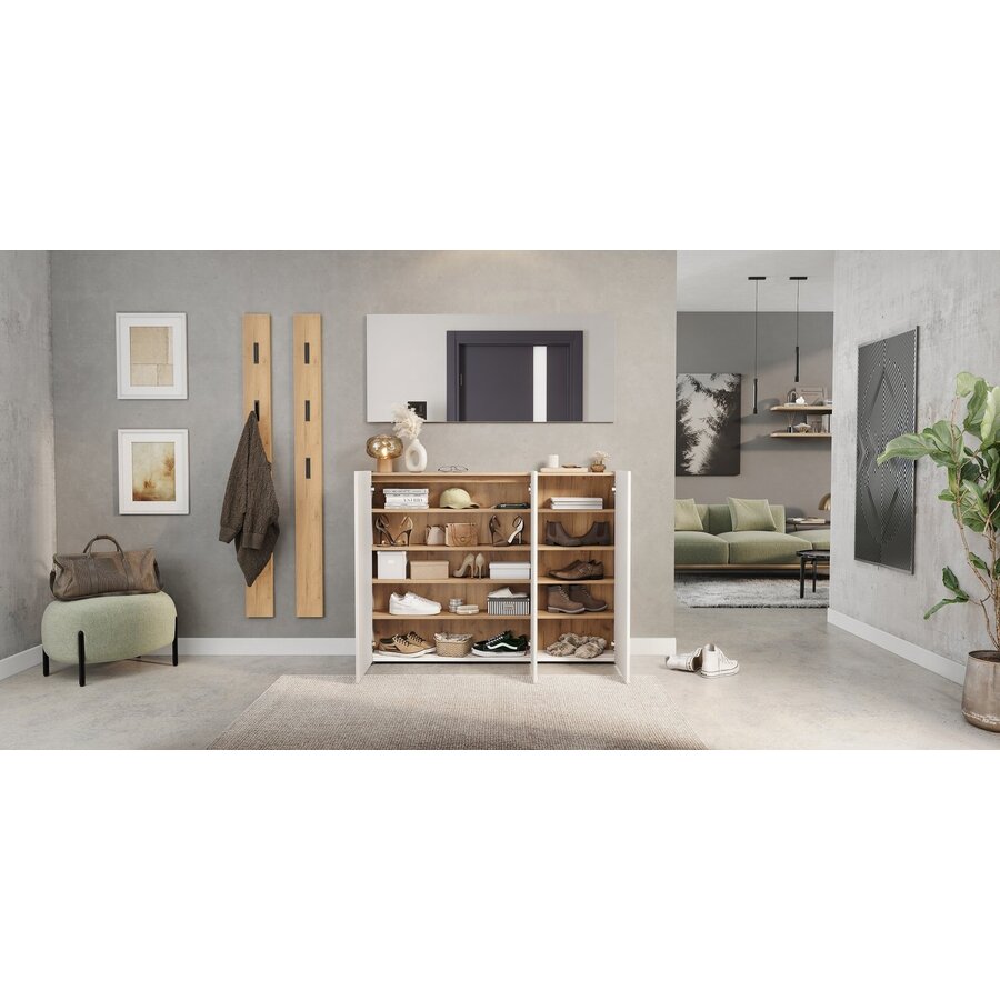 Libbiano Wit / Eiken Multifunctionele Wandkast Libbiano Wit / Eiken Multifunctionele Wandkast