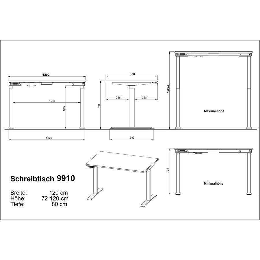 Bedano Grafiet Elektrische Zit Sta Bureautafel 120 cm Bedano Grafiet Elektrische Zit Sta Bureautafel 120 cm