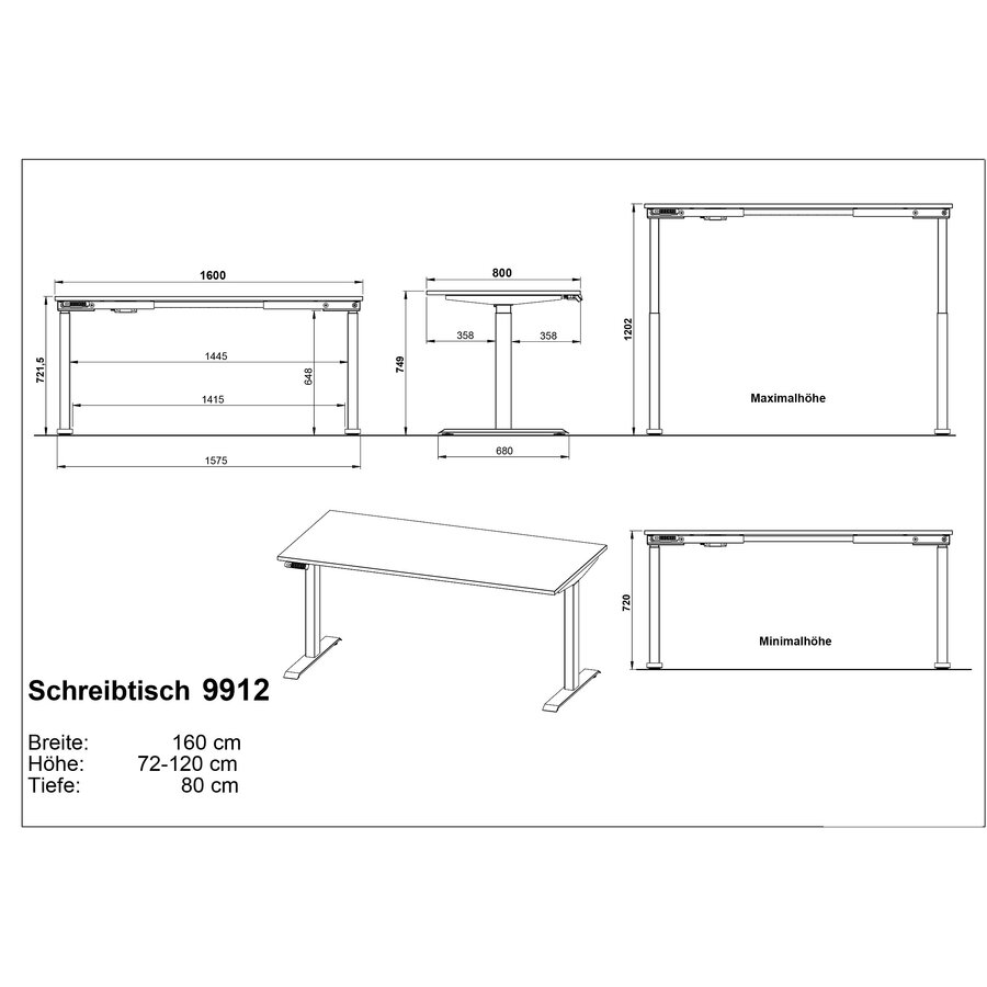 Bedano Cashmere Elektrische Zit Sta Bureautafel 160 cm Bedano Cashmere Elektrische Zit Sta Bureautafel 160 cm