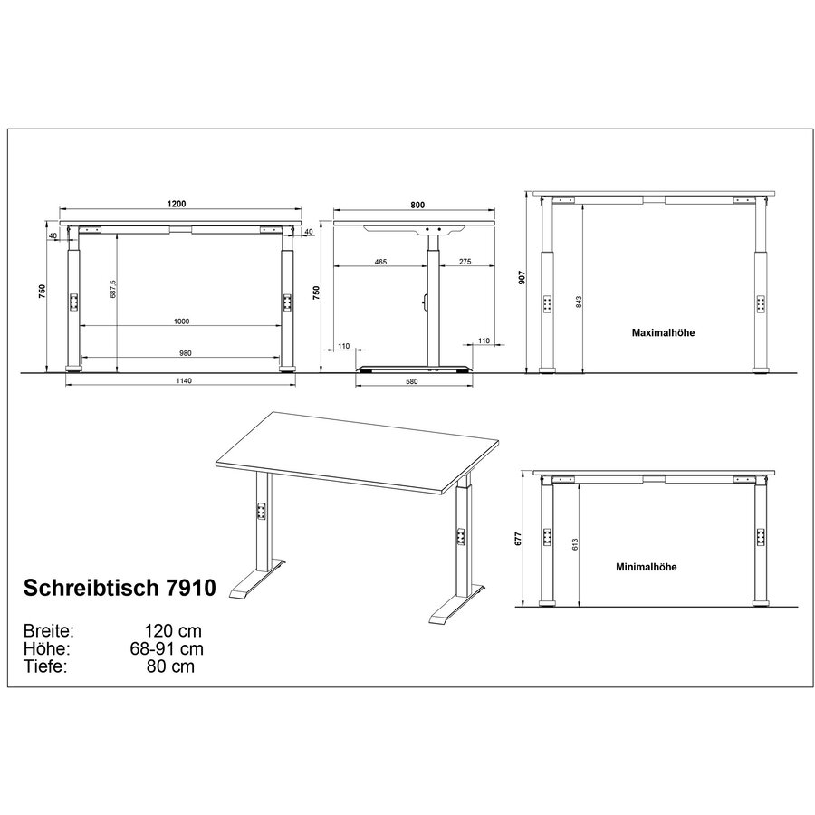 Bedano Cashmere Zit Sta Bureautafel 120 cm