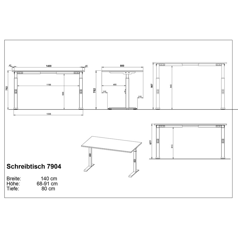 Bedano Cashmere Zit Sta Bureautafel 140 cm