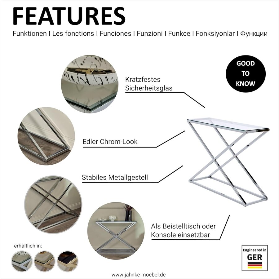 Xtra Glas / Chroom Sidetable