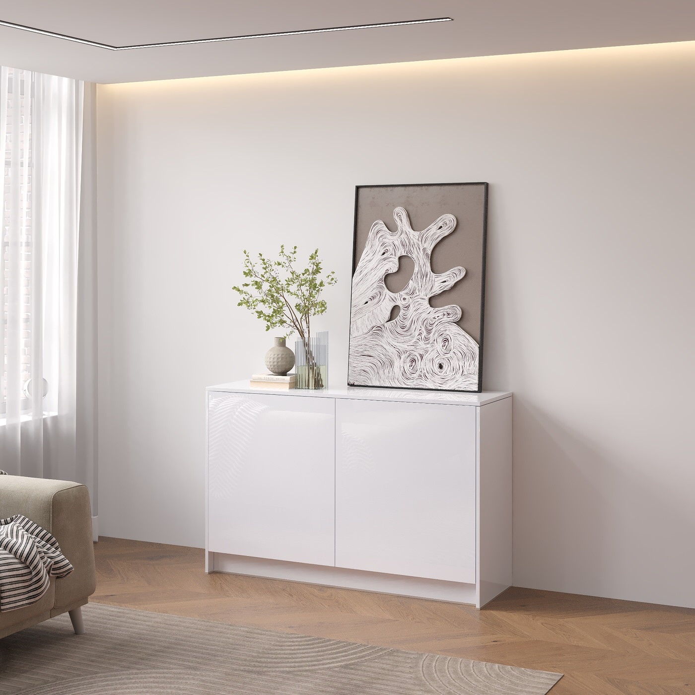 Artego Design Elva Hoogglans Alpine Wit 123 cm Dressoir