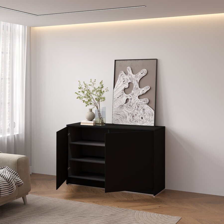 Elva Turin 123 cm Dressoir Zwart Elva Turin 123 cm Dressoir Zwart