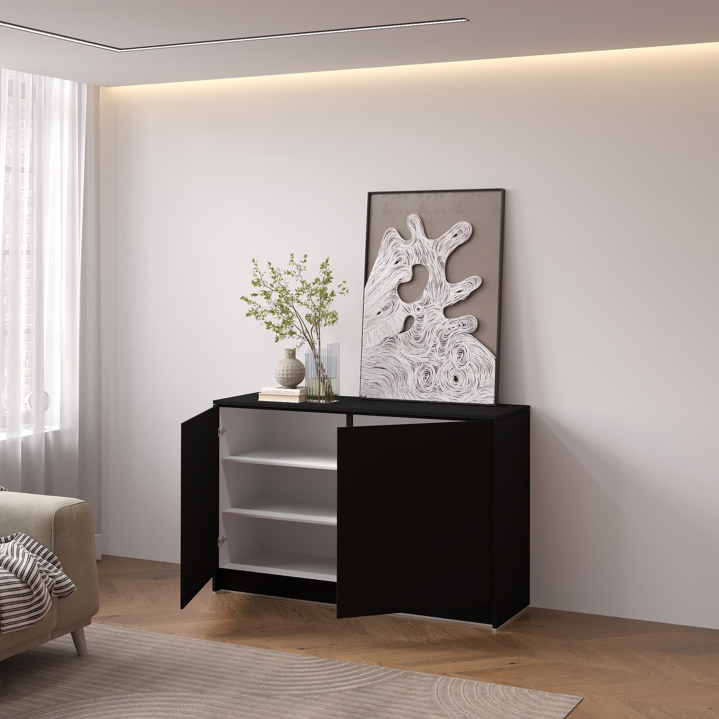 Artego Design Elva Turin 123 cm Dressoir Zwart