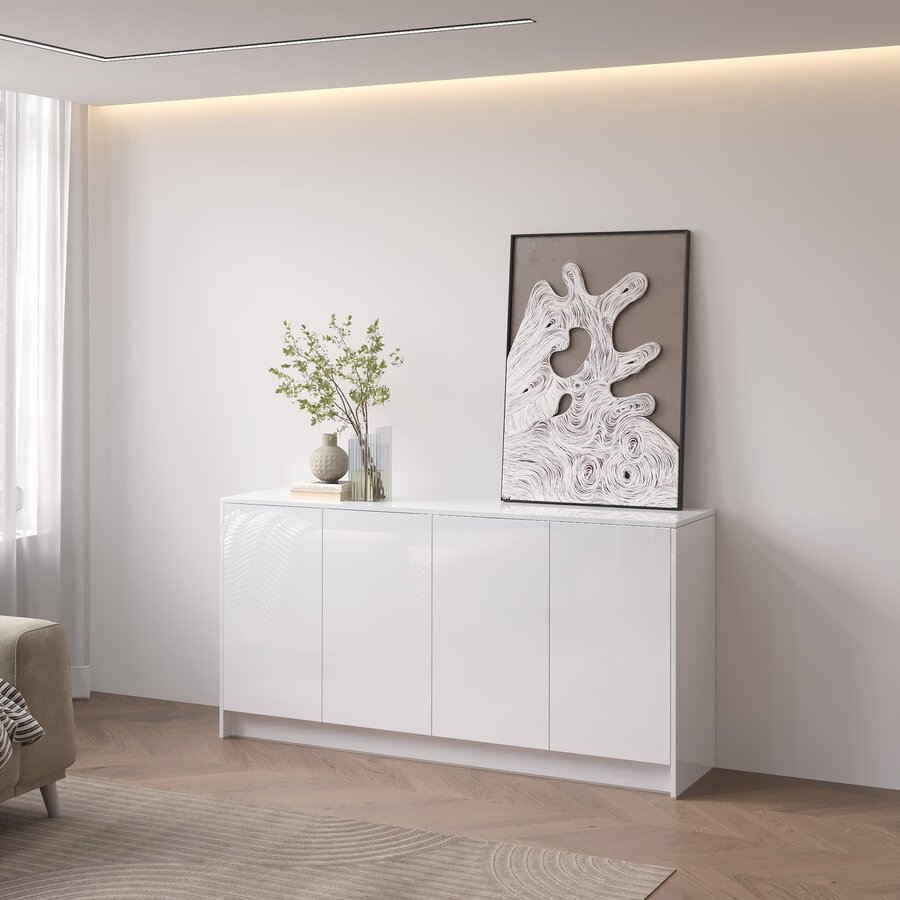 Elva Hoogglans Alpine Wit 163 cm Dressoir Elva Hoogglans Alpine Wit 163 cm Dressoir