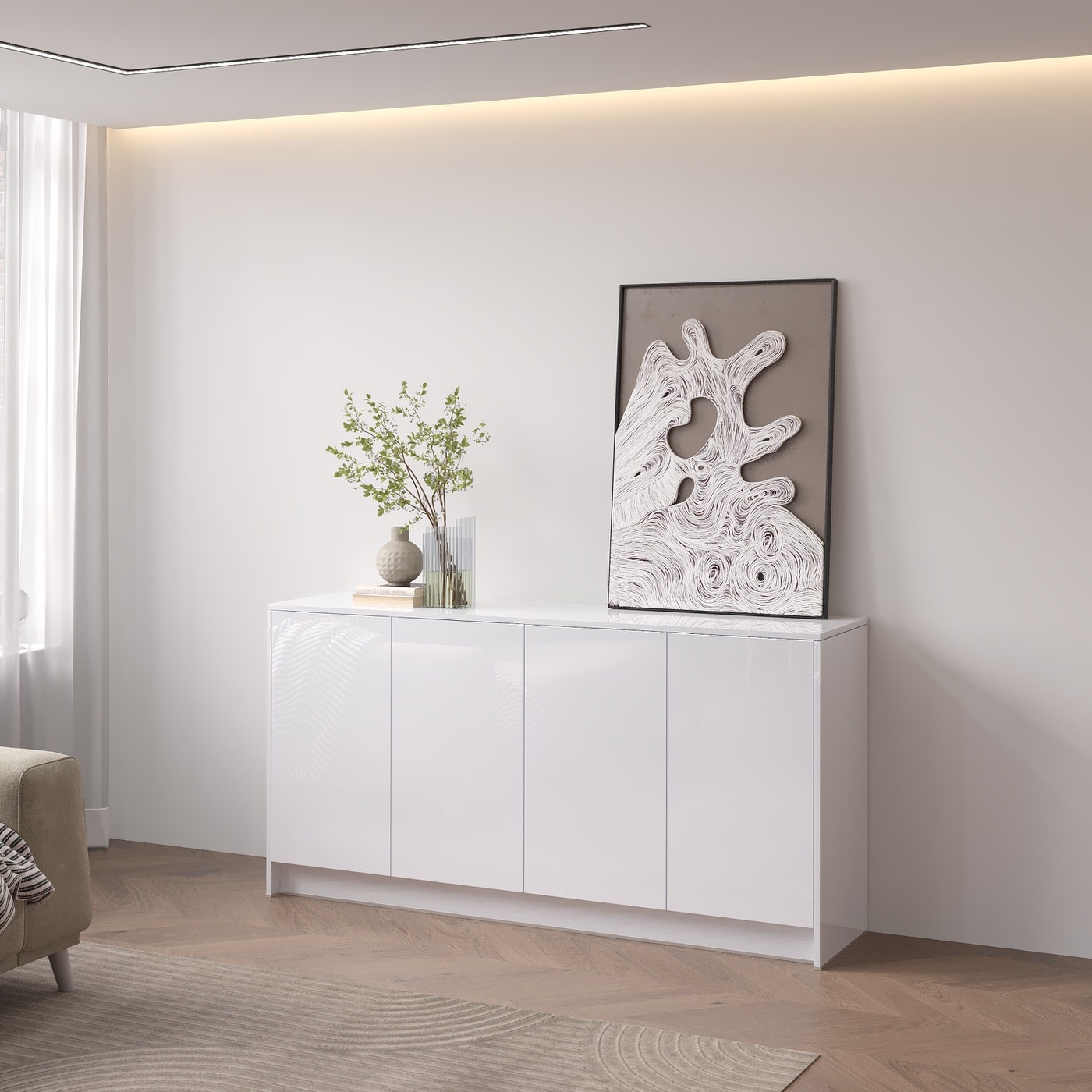 Artego Design Elva Hoogglans Alpine Wit 163 cm Dressoir