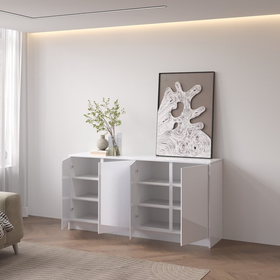 Elva Hoogglans Alpine Wit 163 cm Dressoir Elva Hoogglans Alpine Wit 163 cm Dressoir