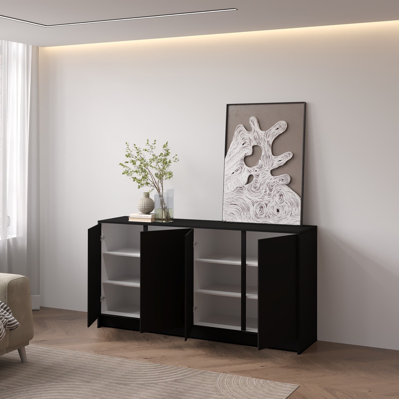 Artego Design Elva Turin 163 cm Dressoir Zwart