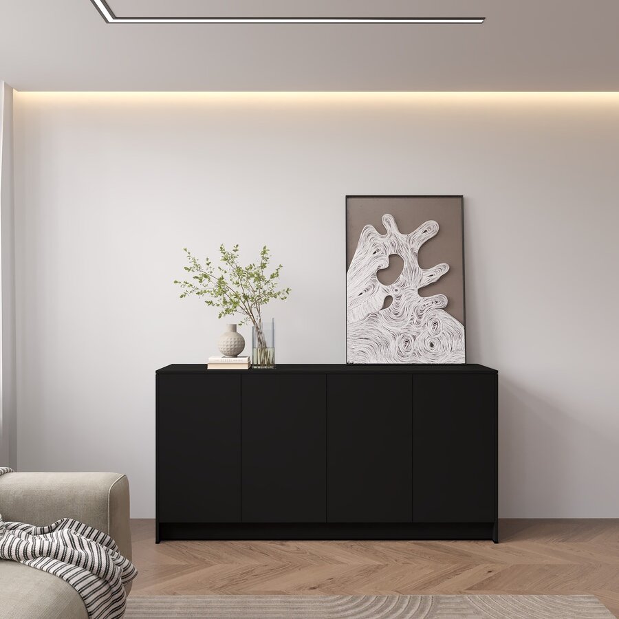 Elva Turin 163 cm Dressoir Zwart Elva Turin 163 cm Dressoir Zwart