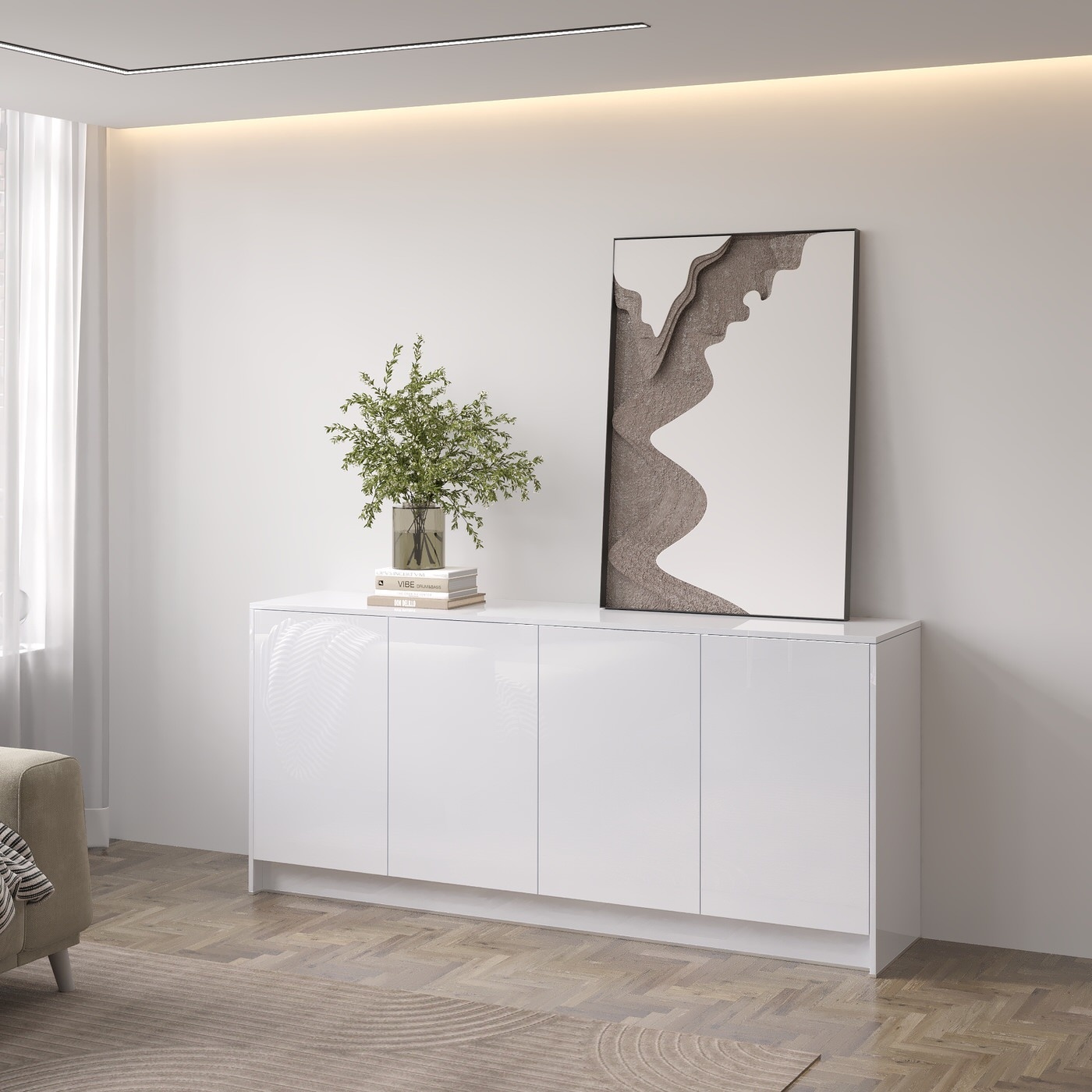 Artego Design Elva Hoogglans Alpine Wit 183 cm Dressoir