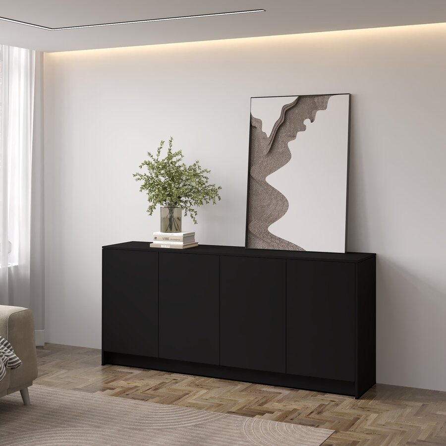 Elva Turin 183 cm Dressoir Zwart Elva Turin 183 cm Dressoir Zwart