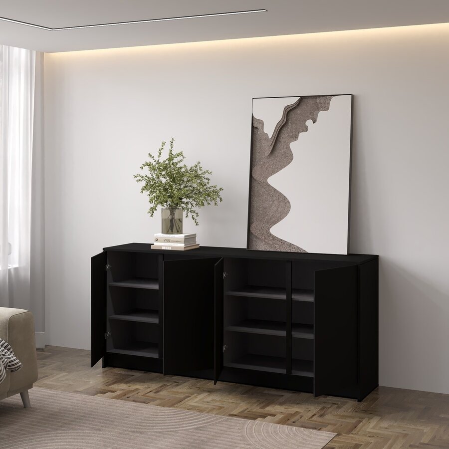 Elva Turin 183 cm Dressoir Zwart Elva Turin 183 cm Dressoir Zwart