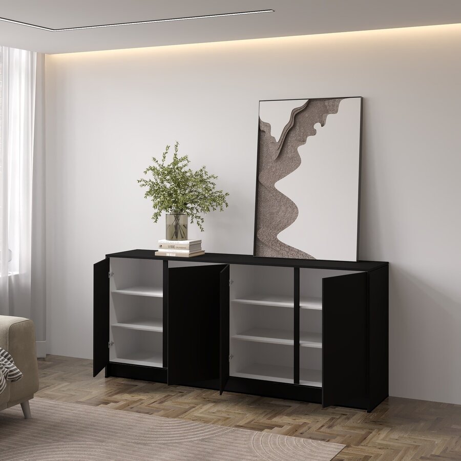 Elva Turin 183 cm Dressoir Zwart Elva Turin 183 cm Dressoir Zwart