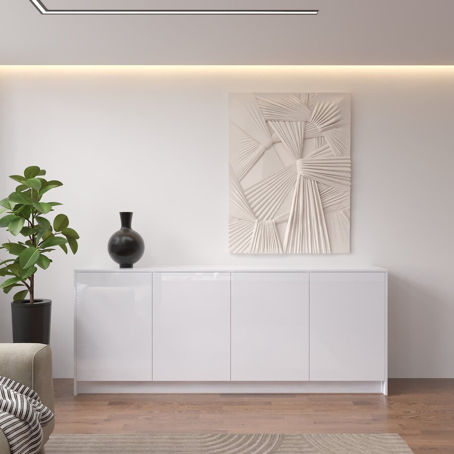 Elva Hoogglans Alpine Wit 203 cm Dressoir