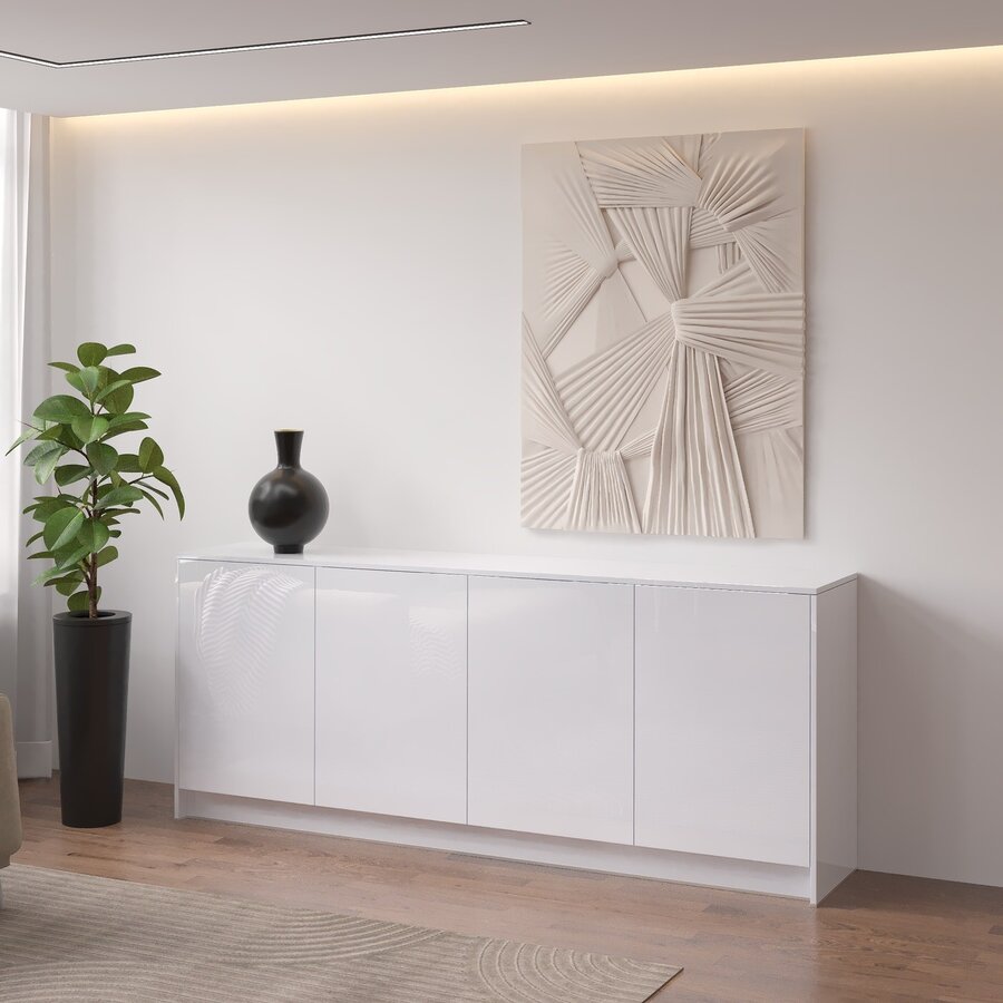 Elva Hoogglans Alpine Wit 203 cm Dressoir