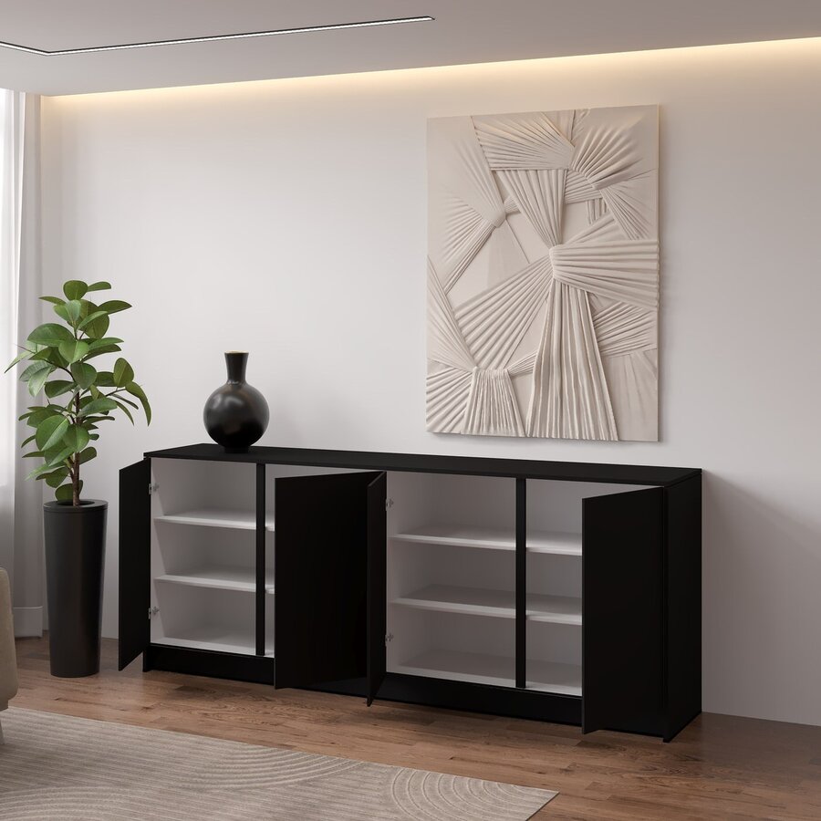 Elva Turin 203 cm Dressoir Zwart Elva Turin 203 cm Dressoir Zwart