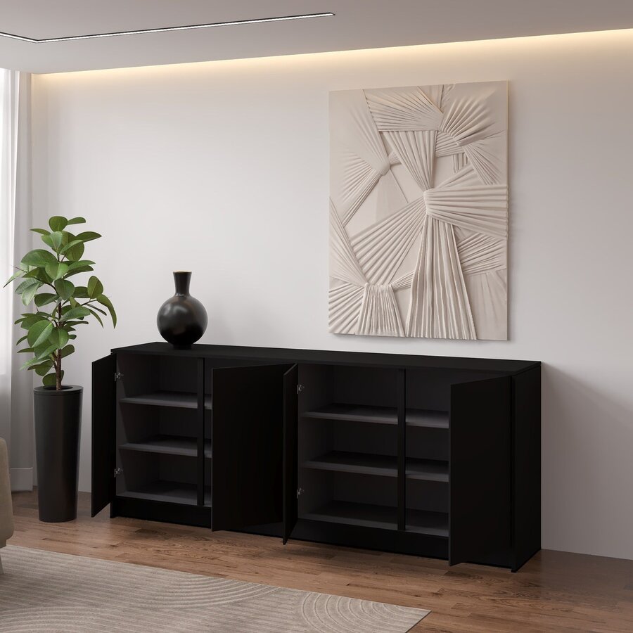 Elva Turin 203 cm Dressoir Zwart Elva Turin 203 cm Dressoir Zwart