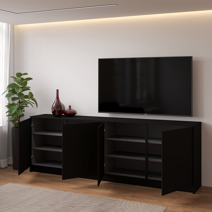 Elva Turin 243 cm Dressoir Zwart Elva Turin 243 cm Dressoir Zwart