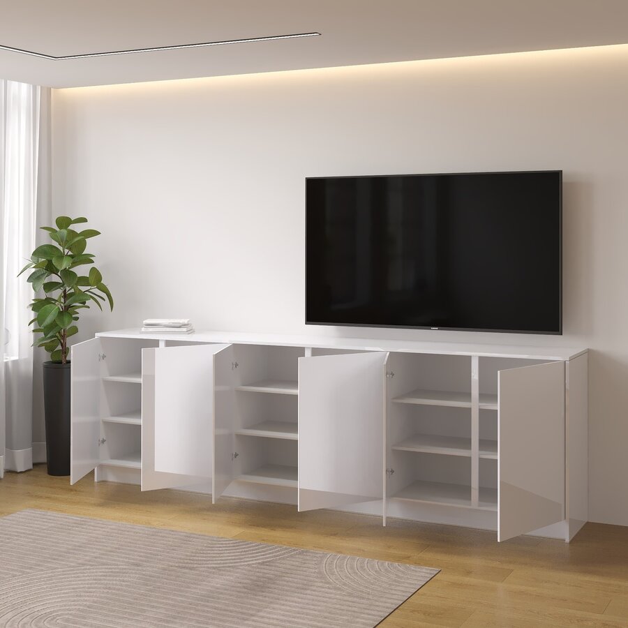 Elva Hoogglans Alpine Wit 273 cm Dressoir Elva Hoogglans Alpine Wit 273 cm Dressoir