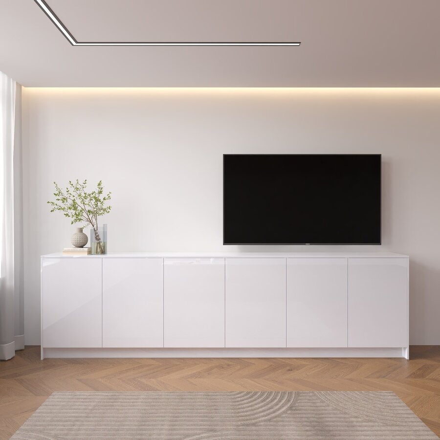 Elva Hoogglans Alpine Wit 303 cm Dressoir Elva Hoogglans Alpine Wit 303 cm Dressoir