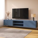 Artego Design Frame 243 cm TV Wandmeubel Turin Rookblauw Artego Design Frame 243 cm TV Wandmeubel Turin Rookblauw