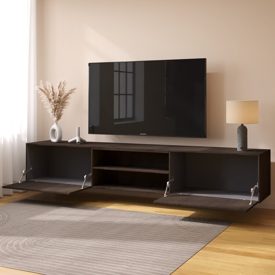 Frame 243 cm TV Wandmeubel Casella Donker Eiken Frame 243 cm TV Wandmeubel Casella Donker Eiken