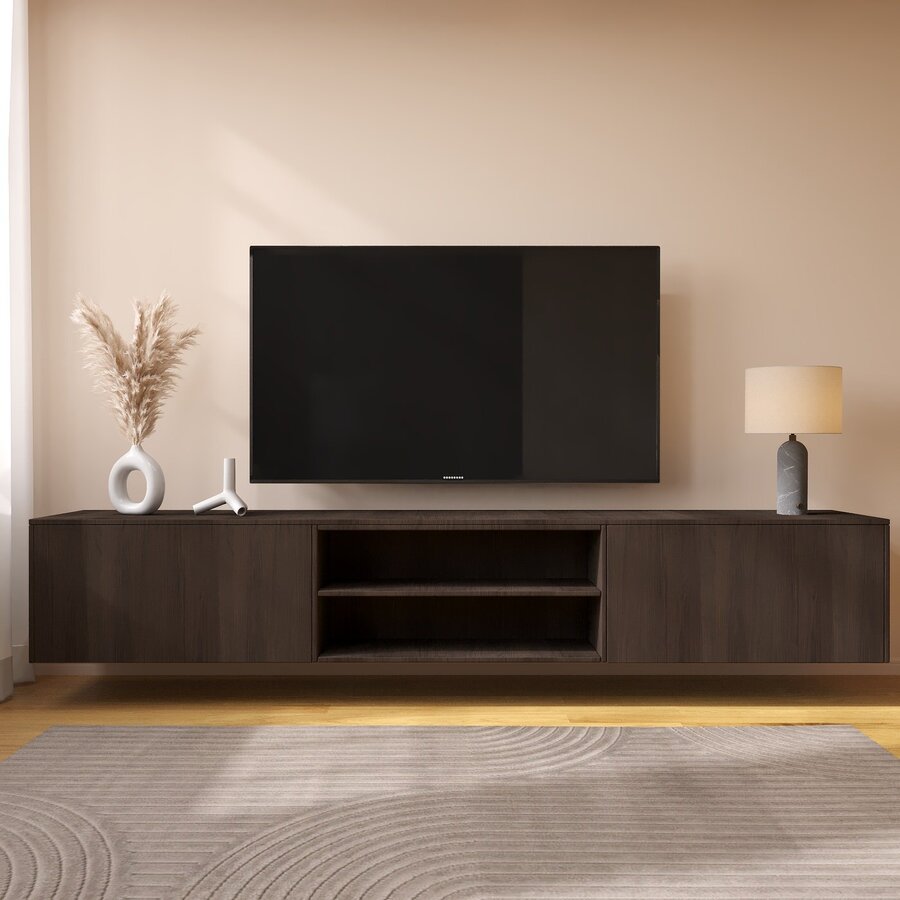 Frame 243 cm TV Wandmeubel Casella Donker Eiken Frame 243 cm TV Wandmeubel Casella Donker Eiken