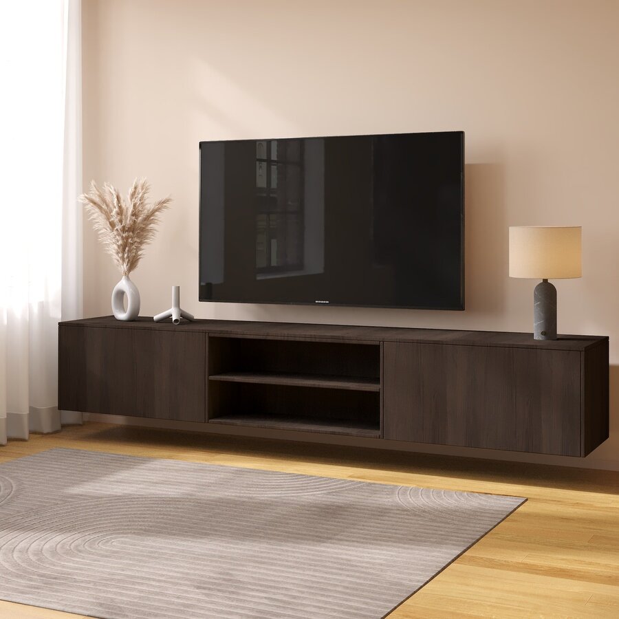 Frame 243 cm TV Wandmeubel Casella Donker Eiken Frame 243 cm TV Wandmeubel Casella Donker Eiken
