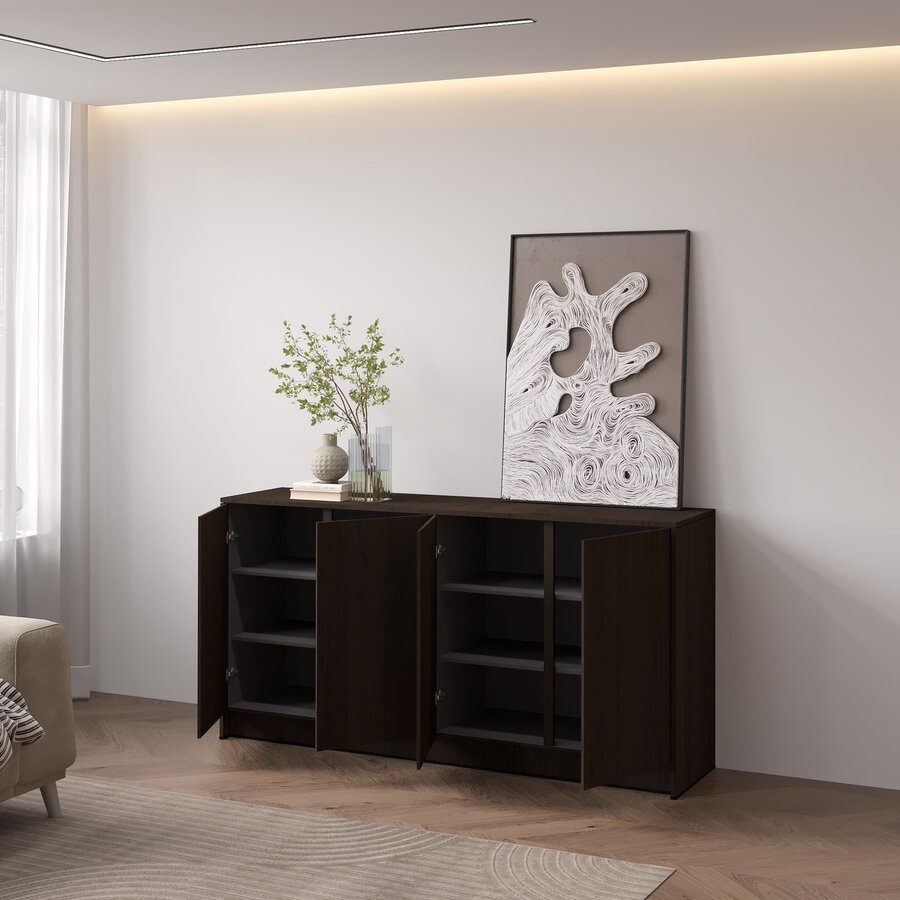 Elva Donker Eiken Dressoir 163 cm Elva Donker Eiken Dressoir 163 cm