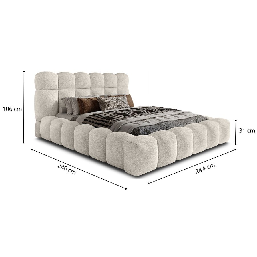 Denver 200 x 200 cm Gestoffeerd Bed Beige Denver 200 x 200 cm Gestoffeerd Bed Beige